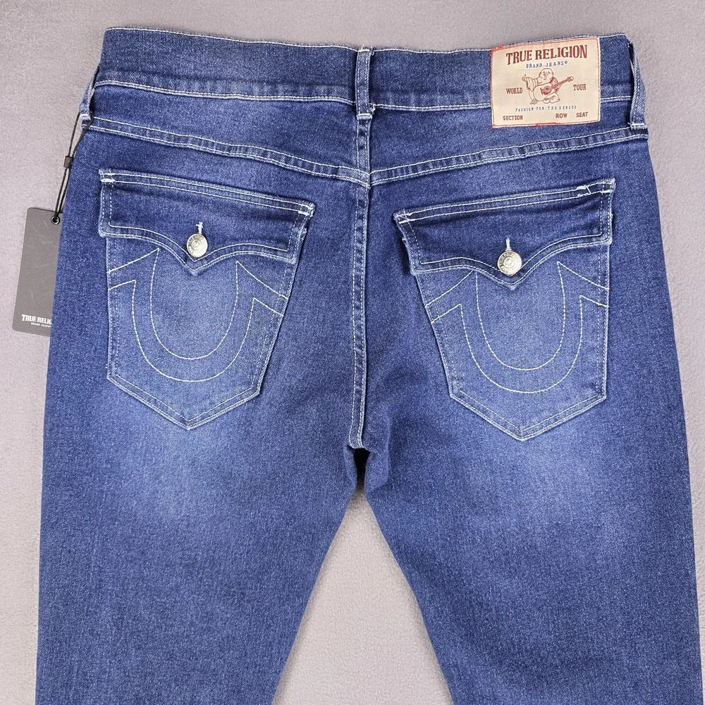 True Religion Ricky Jeans Flap Pocket Men 33 Relaxed Straight Pants Medium Flake